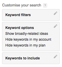 Keyword Planner Filtering Tool